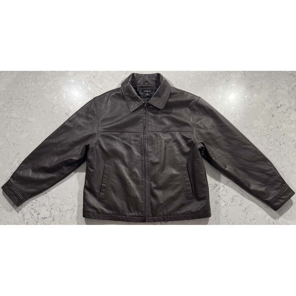 VTG Colebrook G-III Leather Jacket Mens Large Dark Brown Full Zip Quilted Y2K